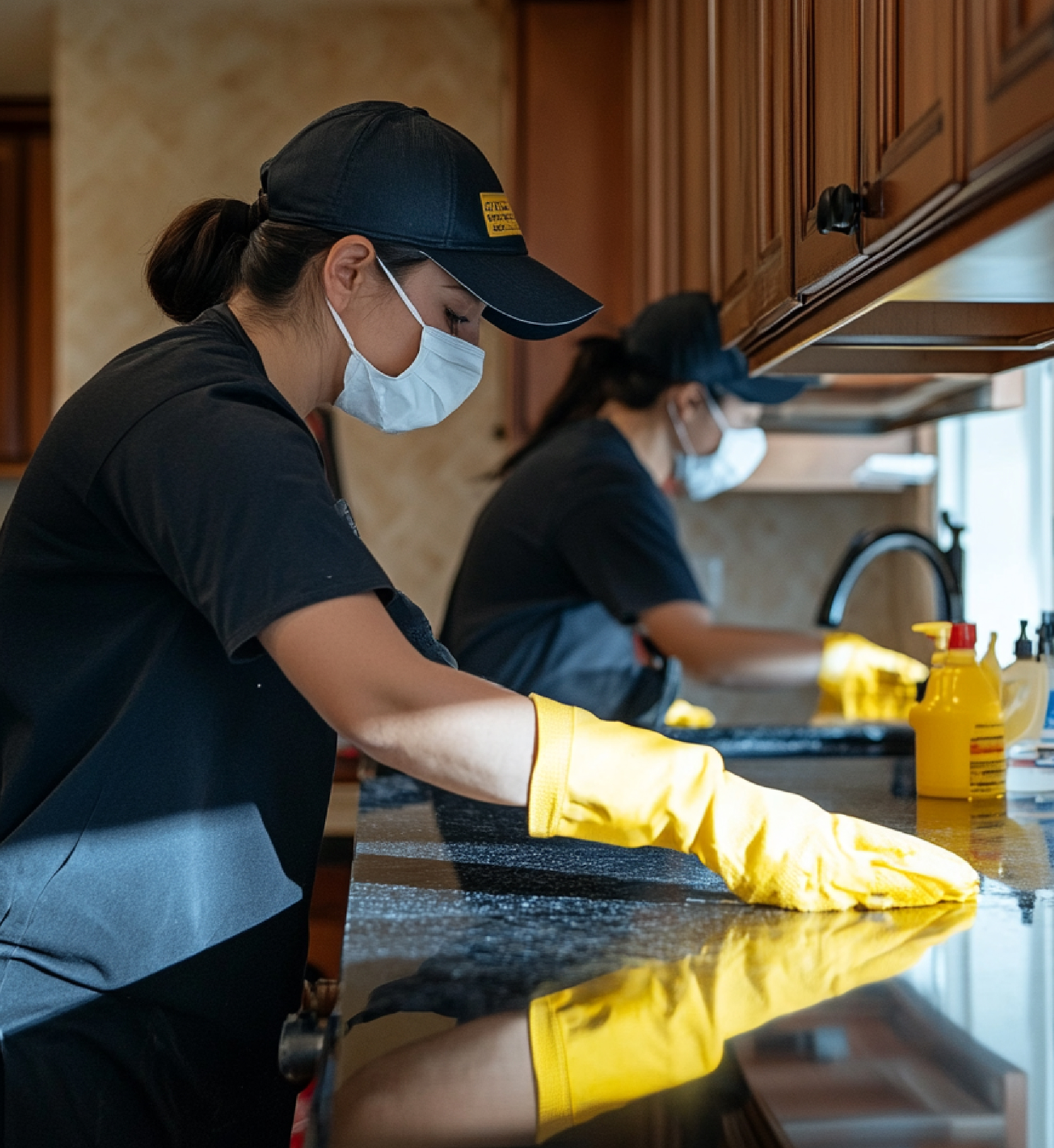 Professional kitchen cleaning team